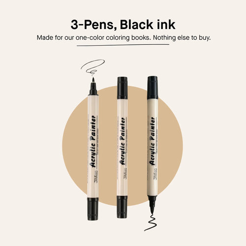 3 Dual Tip Brush Pens